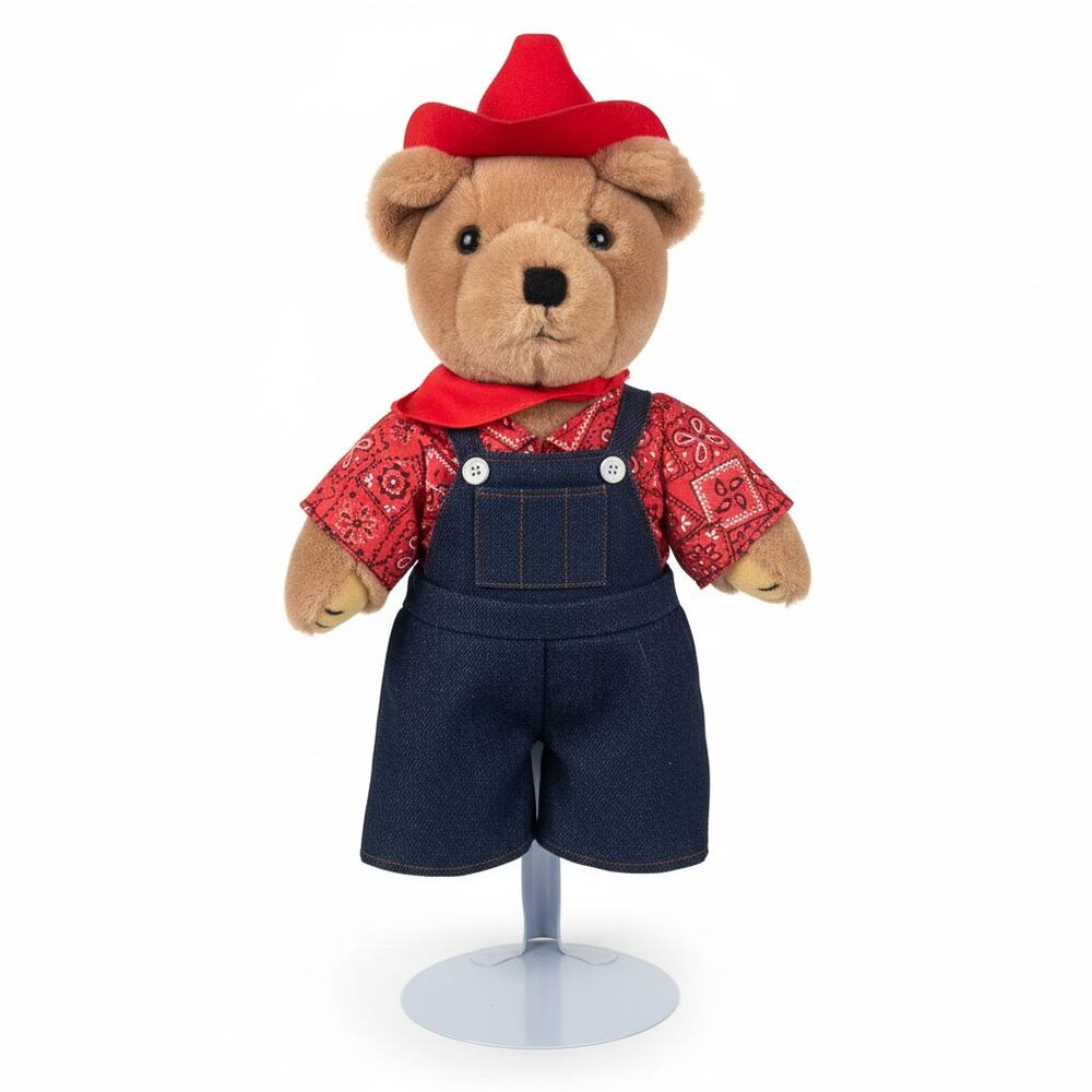 Unbranded Cowboy Western Rodeo Red Hat Denim Outfit Plush Stuffed Animal 12"